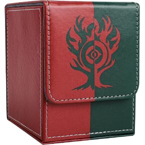 MTG Deck Box with 2 Dividers, Large Capacity Commander Deck Box Fits 100+ Double-Sleeved Cards, PU Leather Card Case Compatible with Magic Commander YuGiOh TCG CCG, Black