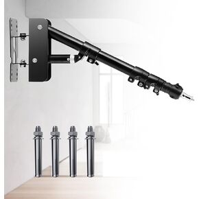 MACTREM Ring Light Wall Mount, 71.65’’/182cm Wall Mounting Triangle Boom Arm for Strobe Light, Photography, Softbox, Reflector,Umbrella,Studio Video Light, Support 180°Rotation