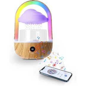Weljoy Rainbow Rain Cloud Lamp with Water Sounds, Colorful LED Lights, Aromatherapy Diffuser, Micro Humidifier for Home,Water Drip White Noise, Relaxing Desk Fountain,Tabletop Water Fountain