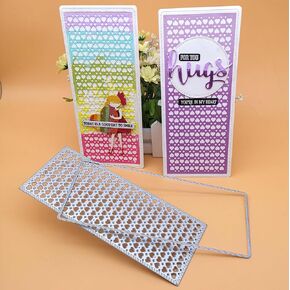 1pc Sweet Heart Slimline Background & 1pc Frame Metal Cutting Die Cut for Paper Craft Handmade Card Making Greeting Cards Decoration Scrapbooking & Album Art Template from Alina Crafts