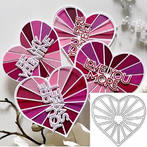 Valentines Hollow Heart Frame Metal Die Cuts, Heart Sunburst Die Frame Background Wedding Cutting Dies Cut Stencils for DIY Scrapbooking Album Embossing Paper Dies Card Making