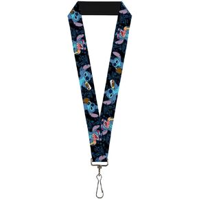Buckle Down Lanyard-1.0-Stitch Snacking Poses Black/Blue