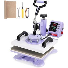 Slendor Heat Press, Heat Press Machine for T-Shirts, 12x10 inch T-Shirt Pressing Machine, 360° Swing Away Sublimation Heat Press, Heat Transfer Printing Machine for T-Shirt Bag Garment Mat Puzzles