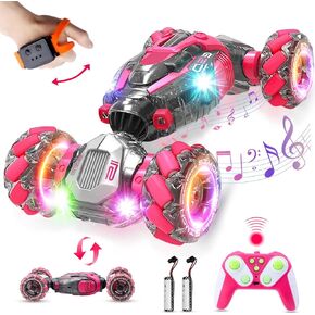Gesture Sensing Rc Stunt Car - Boys Toys Age 8-12, 360° Rotating 4WD Remote Control 2.4Ghz Hand Controlled Car with Light & Music, Birthday Presents Ideas Gifts for Kids Age 9 10 11 yr