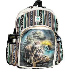 Gurkha Handmade Himalayan Hemp Backpack 17 IN Large Backpack Hippie, Festival, Hiking, Laptop & Tablet Backpack - Handmade In Mt. Everest Country Nepal