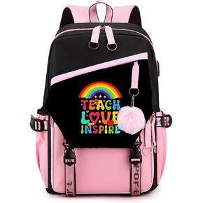 Teacher Backpack for Women,16.5 Inch Laptop Backpack With USB Charging Port Large Capacity Travel Backpack,Pink (Teacher Backpack, One Size)