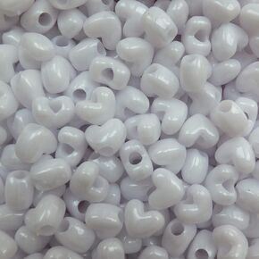 Heart Beads Pearl White Large Pony Beads Pk/50 Made in USA, B07780