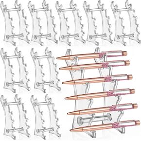 10 قطع من حامل القلم البلاستيكي، 6 فتحات، حامل عرض القلم، حامل قلم الحواجب، حامل فرشاة المكياج، حامل فرشاة عرض القلم الأفقي، منظم رف الفرشاة للاستخدام المنزلي والمدرسة والمكتب (شفاف) in Kuwait