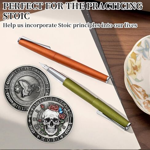 CHURYUML Memento Mori Coin 3D Skull Challenge Coins Inspirational Stoic Reminder Token for Daily Stoic Meditations Cool Stoicism Gifts Courage Worry Coins Motivational Presents in Saudi Arabia