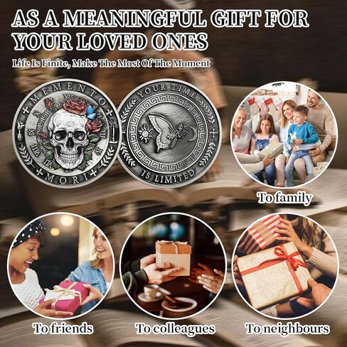 CHURYUML Memento Mori Coin 3D Skull Challenge Coins Inspirational Stoic Reminder Token for Daily Stoic Meditations Cool Stoicism Gifts Courage Worry Coins Motivational Presents in Saudi Arabia