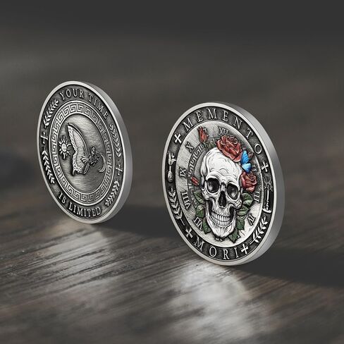 CHURYUML Memento Mori Coin 3D Skull Challenge Coins Inspirational Stoic Reminder Token for Daily Stoic Meditations Cool Stoicism Gifts Courage Worry Coins Motivational Presents in Saudi Arabia