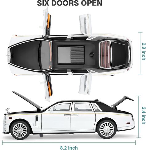 Toy Model Rolls Royce Phantom Car Toy for Boys, 1:22 Diecast Metal Model Pull Back Toy Car Phantom with Sound and Light, Gift Toys for Christmas Newyear Birthday in Saudi Arabia