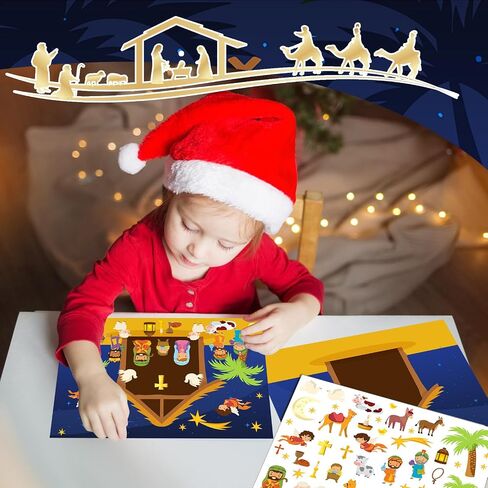 Cholemy 72 Pcs Christmas Nativity Stickers Make a Nativity Scene Sticker Kit for Kids Christmas Crafts DIY Jesus Birth Stickers Christian Cardboard Ornament for Xmas Supplies Religious Party Favor in Kuwait