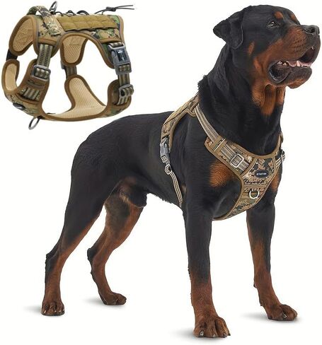 Tactical Dog Harness Heavy Duty No Pull Adjustable Reflective Molle K9 Military Training (Marine Camo, Extra Large) in Saudi Arabia