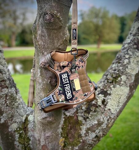 Tactical Dog Harness Heavy Duty No Pull Adjustable Reflective Molle K9 Military Training (Marine Camo, Extra Large) in Saudi Arabia