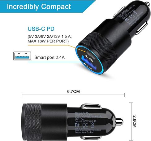 Motorala Fast Car Charger Type C Car Lighter Android Charger Adapter with 3ft Coiled Type C Car Charging Cable for Motorola Edge 2024/G Stylus 5G/G Power/Edge 50 Ultra/X50 Ultra/Razr 50 Ultra/Razr+ in Saudi Arabia