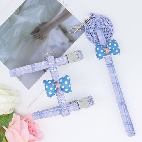 Harness Set Pet Leashs Walking Training Cute Polka Dot Bow Pet Summer Set Adjustable for Small Medium Large Dogs Cute Dog Harness Puppy Harness Soft Small Dog Vest for Small Girl Dogs（Yellow,L） in Saudi Arabia