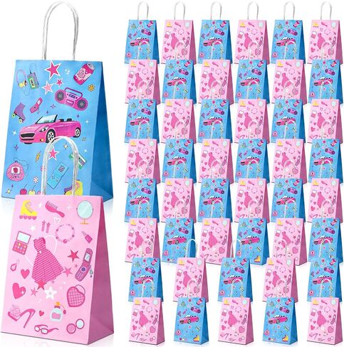 Dansydaisy 24 Pcs Hot Pink Goodie Bags Princess Gift Princess Party Favor Cute Candy Treat Bags with Handles for Birthday Party Favor Supplies Decorations in Kuwait