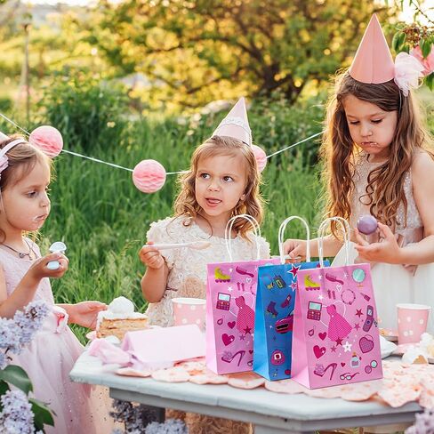 Dansydaisy 24 Pcs Hot Pink Goodie Bags Princess Gift Princess Party Favor Cute Candy Treat Bags with Handles for Birthday Party Favor Supplies Decorations in Kuwait
