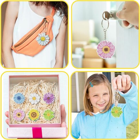 12PCS Flower Diamond Painting Keychains - 5D Diamond Painting by Numbers Kits Sunflower Diamond Key Chains Painting Acrylic Keychains Diamond Art Key Ring Pendant for Adults Beginners DIY Crafts in Kuwait
