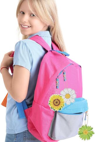 12PCS Flower Diamond Painting Keychains - 5D Diamond Painting by Numbers Kits Sunflower Diamond Key Chains Painting Acrylic Keychains Diamond Art Key Ring Pendant for Adults Beginners DIY Crafts in Kuwait