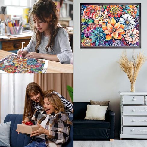 CEOVR Diamond Painting Kits, Flower Diamond Art Dots for Adults Beginners, 5D Full Drill DIY Gem Art Crystal Rhinestone, Adult Crafts Kits Wall Decor for Home Office 12x16in in Saudi Arabia