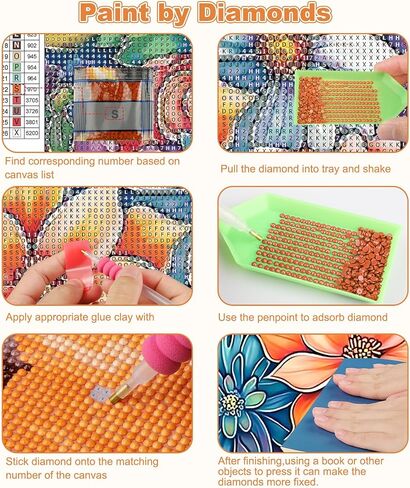 CEOVR Diamond Painting Kits, Flower Diamond Art Dots for Adults Beginners, 5D Full Drill DIY Gem Art Crystal Rhinestone, Adult Crafts Kits Wall Decor for Home Office 12x16in in Saudi Arabia