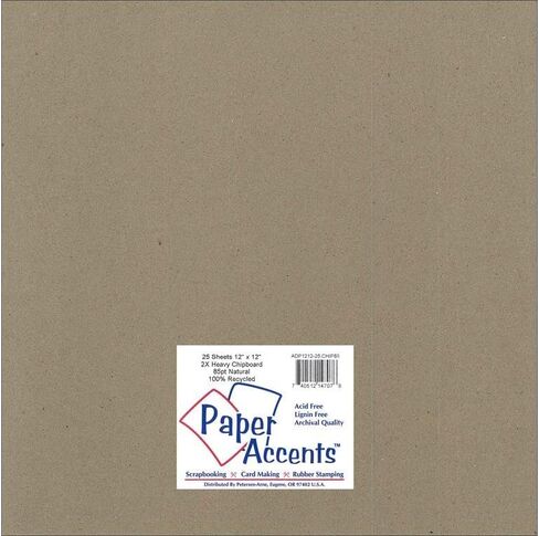 PA Paper Accents Chipboard Pack 12" x 12" Natural, 2X Heavy 85 Point, chipboard Sheets for Embellishment Making, Scrapbooking, Printing, Cutouts and Crafts, 25 Pieces in Kuwait