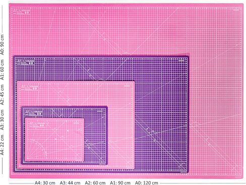 Elan Cutting Mat A0 Pink & Purple, Self Healing Cutting Mat 90 x 120 CM, 5-Ply Craft Mat Pink, Hobby Cutting Mat 90x120 CM, Large Cutting Mat, Quilting Cutting Board, Sewing Cutting Board 90 x 120 CM in Kuwait