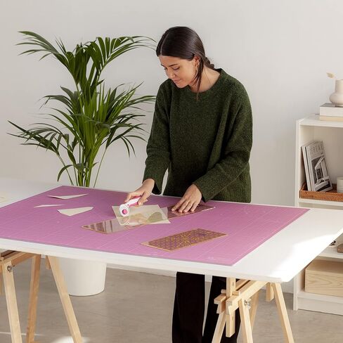 Elan Cutting Mat A0 Pink & Purple, Self Healing Cutting Mat 90 x 120 CM, 5-Ply Craft Mat Pink, Hobby Cutting Mat 90x120 CM, Large Cutting Mat, Quilting Cutting Board, Sewing Cutting Board 90 x 120 CM in Kuwait