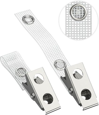 Uniclife 50 Pcs Metal Badge Clips with Grid Surface PVC Straps Double-Hole ID Badge Clips and Straps with Snap Heavy-Duty ID Strap Clips for Badge Name Tag Clips for ID Card Holders Clips Adapter in Saudi Arabia