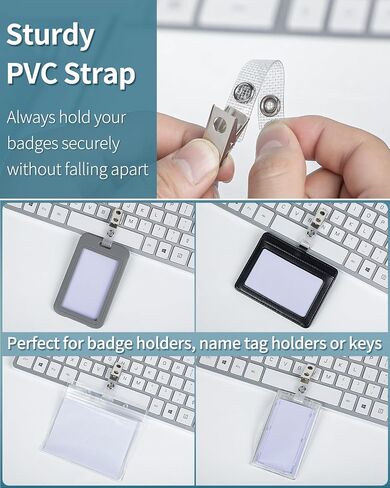 Uniclife 50 Pcs Metal Badge Clips with Grid Surface PVC Straps Double-Hole ID Badge Clips and Straps with Snap Heavy-Duty ID Strap Clips for Badge Name Tag Clips for ID Card Holders Clips Adapter in Saudi Arabia