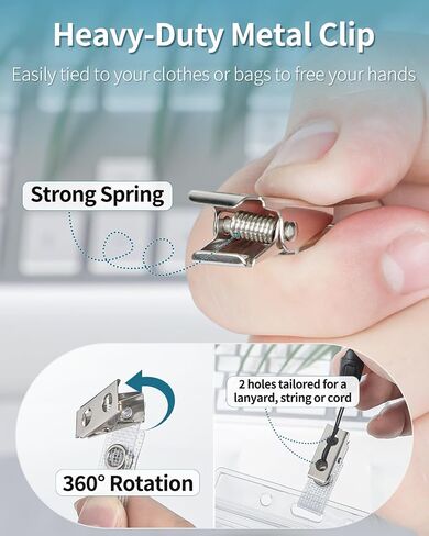 Uniclife 50 Pcs Metal Badge Clips with Grid Surface PVC Straps Double-Hole ID Badge Clips and Straps with Snap Heavy-Duty ID Strap Clips for Badge Name Tag Clips for ID Card Holders Clips Adapter in Saudi Arabia