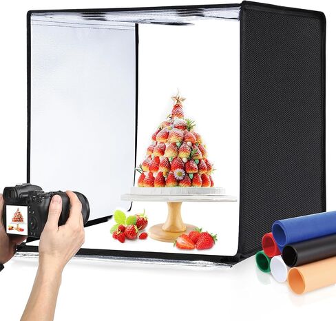 PULUZ Portable Light Box Photography, 16"x12"x16" Professional 3200-6500k Dimmable Photo Box with 320 LED Lights & 4 Color PVC Backdrops for Jewelry and Small Item Product Photography in Saudi Arabia