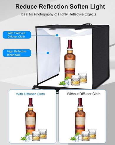 PULUZ Portable Light Box Photography, 16"x12"x16" Professional 3200-6500k Dimmable Photo Box with 320 LED Lights & 4 Color PVC Backdrops for Jewelry and Small Item Product Photography in Saudi Arabia