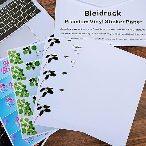 ملصقات زجاجات مياه Bleidruck مقاس 8.2 بوصة × 2 بوصة، ملصقات مقاومة للماء باللون الأبيض غير اللامع، 75 قطعة ملصقات مستطيلة ملفوفة فارغة قابلة للطباعة للطابعة النافثة للحبر in Kuwait