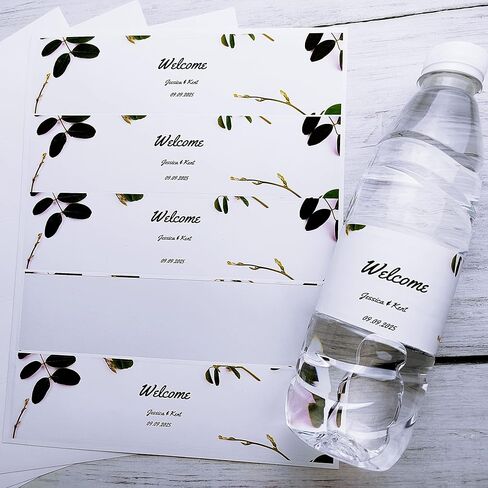 ملصقات زجاجات مياه Bleidruck مقاس 8.2 بوصة × 2 بوصة، ملصقات مقاومة للماء باللون الأبيض غير اللامع، 75 قطعة ملصقات مستطيلة ملفوفة فارغة قابلة للطباعة للطابعة النافثة للحبر in Kuwait