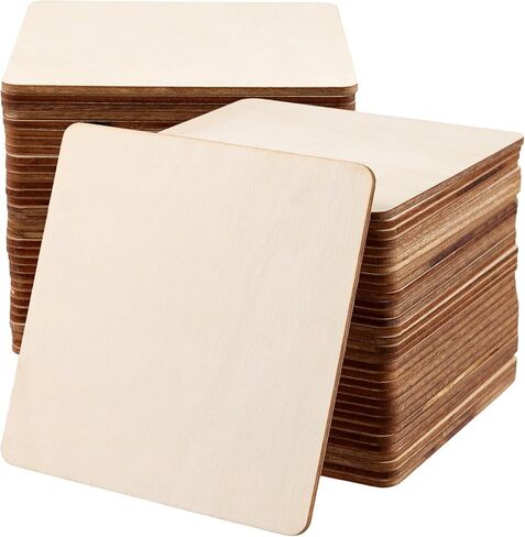 ZOENHOU 60 قطعة 6 × 6 بوصة فراغات خشب الزيزفون غير المكتملة، قطع خشبية مربعة، مربعات خشبية غير مكتملة لمشاريع الحرف اليدوية، تزيين نماذج الحرف اليدوية in Kuwait