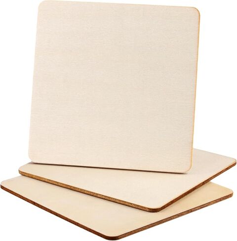 ZOENHOU 60 قطعة 6 × 6 بوصة فراغات خشب الزيزفون غير المكتملة، قطع خشبية مربعة، مربعات خشبية غير مكتملة لمشاريع الحرف اليدوية، تزيين نماذج الحرف اليدوية in Kuwait