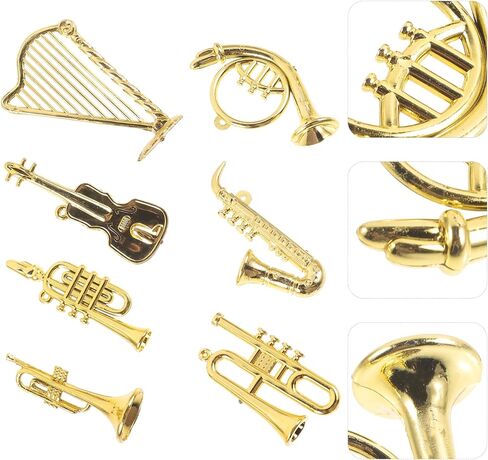 7Pcs Miniature Dollhouse Instruments Accessories Mini Musical Instrument Model Set Including Violins Drums Saxophone Trumpet for Christmas Tree Hanging Decor in Saudi Arabia