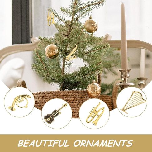 7Pcs Miniature Dollhouse Instruments Accessories Mini Musical Instrument Model Set Including Violins Drums Saxophone Trumpet for Christmas Tree Hanging Decor in Saudi Arabia