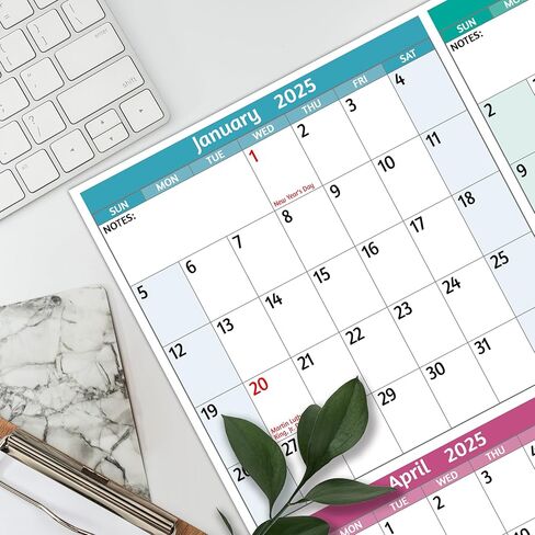 تقويم حائط سنوي 2025 - تقويم سنوي كبير 2025، يناير 2025 - ديسمبر 2025، 25.2 بوصة × 38.2 بوصة (مفتوح)، تقويم 2025 12 شهرًا، تقويم حائط سنوي 2025 مع قوائم المهام والملاحظات والملصقات، كل ذلك في صفحة واحدة in Kuwait