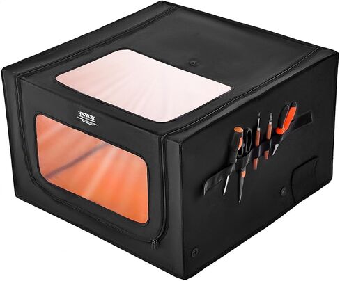 VEVOR Laser Engraver Enclosure 31.5 x 31.5 x 19.6, Dual-Direction Viewing, Flame Retardant and Fireproof Cover, with Exhaust Fan and Pipe, Insulates Smoke, Noise and Eye Protection, Black in Saudi Arabia