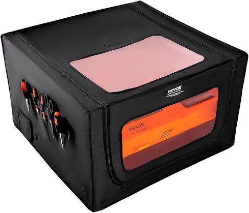 VEVOR Laser Engraver Enclosure 31.5 x 31.5 x 19.6, Dual-Direction Viewing, Flame Retardant and Fireproof Cover, with Exhaust Fan and Pipe, Insulates Smoke, Noise and Eye Protection, Black in Saudi Arabia