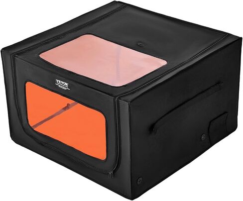 VEVOR Laser Engraver Enclosure 31.5 x 31.5 x 19.6, Dual-Direction Viewing, Flame Retardant and Fireproof Cover, with Exhaust Fan and Pipe, Insulates Smoke, Noise and Eye Protection, Black in Saudi Arabia