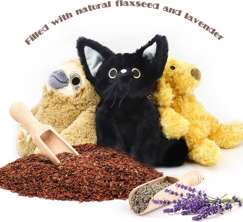 Microwavable Black Cat Plush Heating Pad for Cramps and Pain Relief, Lavender Scented Cozy Warm Stuffed Animal, Perfect Stress Relief Gift for Women and Teens (Black Cat) in Saudi Arabia