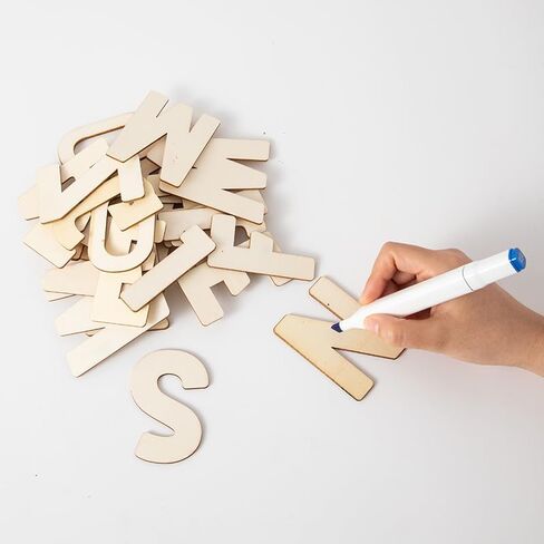3 Inch 240 Pieces Wood Unfinished Letters Unpainted Wooden Surface Alphabet Letters for Hobby DIY Crafts (3IN) in Kuwait