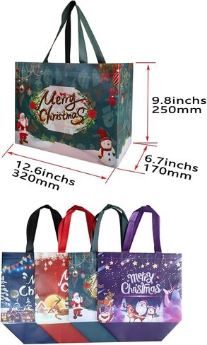 UNCOJOY 16PCS Christmas Gift Bags Christmas Treat Bags with Handle Reusable Christmas Bag in Saudi Arabia