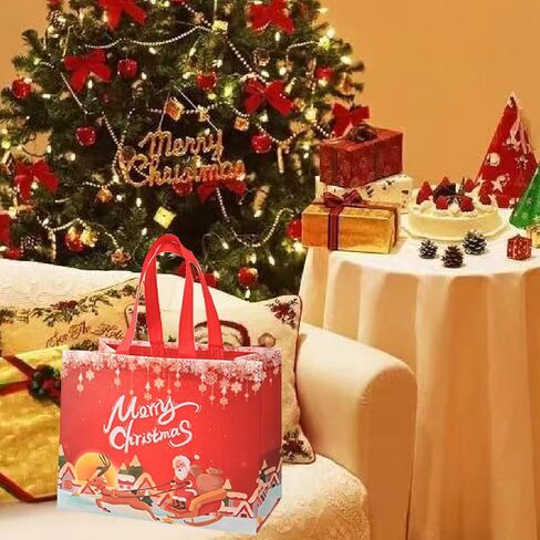 UNCOJOY 16PCS Christmas Gift Bags Christmas Treat Bags with Handle Reusable Christmas Bag in Saudi Arabia