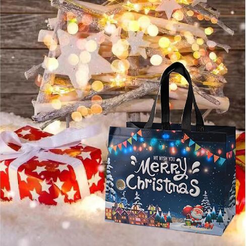 UNCOJOY 16PCS Christmas Gift Bags Christmas Treat Bags with Handle Reusable Christmas Bag in Saudi Arabia